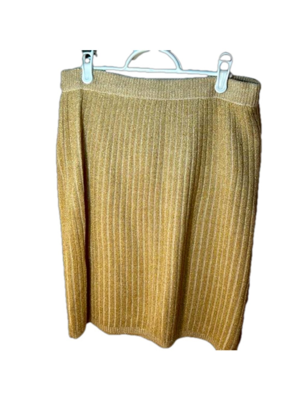 Franco Valeri vintage cream and gold, metallic pencil skirt medium